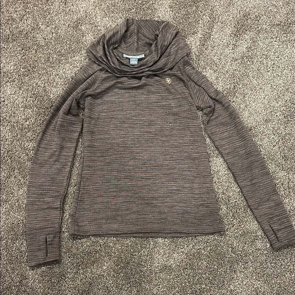 Brown Cowl Neck Sweater with Long Sleeves